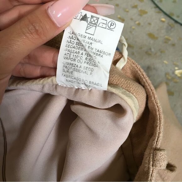 Cris Barros Womens Linen Blend High Rise Mixed Media Trouser Pants Peach Size 6 - Picture 8 of 11